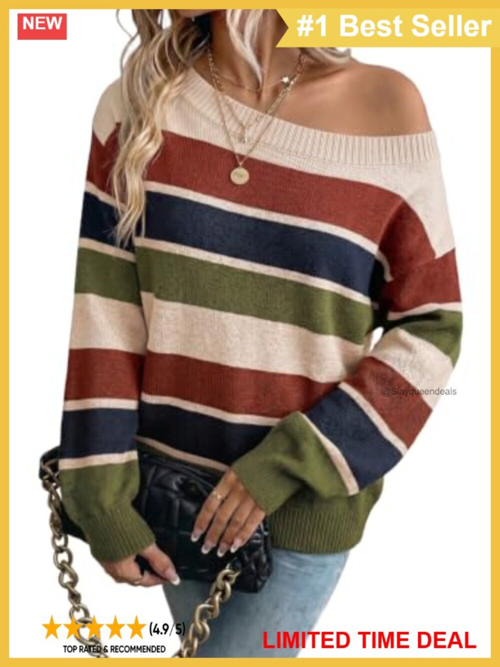 Off Shoulder Batwing Long Sleeve Knit Sweater Loose Oversized